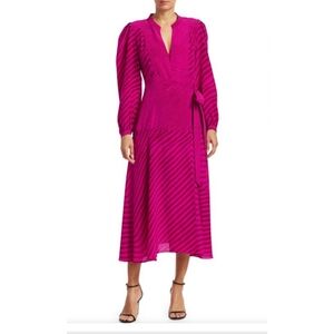 Tanya Tay­lor Marcela Silk Ze­bra Print Mi­di Maxi Dress Fuschia Pink 12